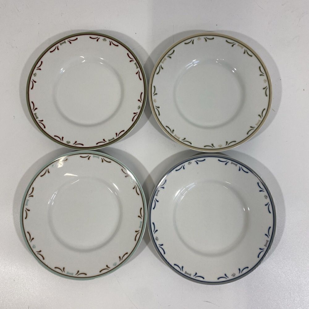 Danbury Mint Dog Bone Dinnerware Small Side Bread 6” Plate Set‎ Of (4)